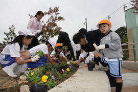 第6回「奈良学園登美ヶ丘ふれあい清掃」「お花いっぱい運動」を行いました