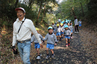 【幼稚園】年長の子どもたちが森のガイドウオークに出掛けました