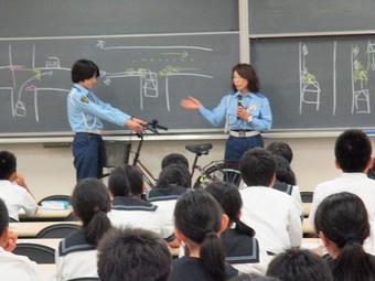 【中学校】Ｍ３(中1)自転車安全運転教室を行いました