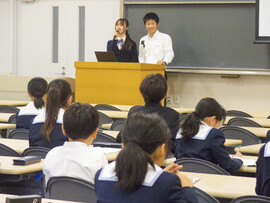 生徒から児童へ学校生活を語る会を行いました