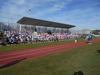 全校朝会と全校かけ足練習