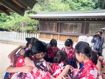 書道部　護国神社奉納揮毫