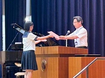 1学期終業式、賞状伝達、壮行会を行いました